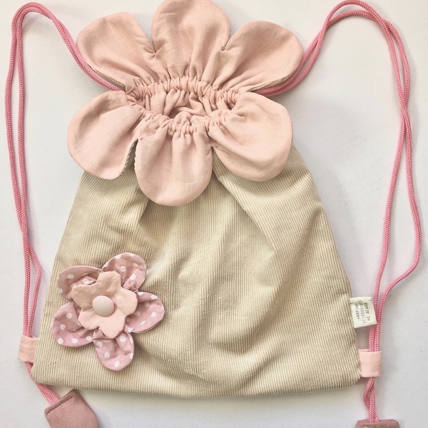 Τσάντα πλάτης-λουλούδι - τσαντάκια