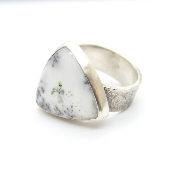 Ασημένιο δαχτυλίδι με Δενδρίτη Αχάτη (Dendritic Agate) - ασήμι, ημιπολύτιμες πέτρες, χειροποίητα, boho, σταθερά