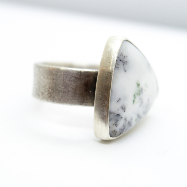 Ασημένιο δαχτυλίδι με Δενδρίτη Αχάτη (Dendritic Agate) - ασήμι, ημιπολύτιμες πέτρες, χειροποίητα, boho, σταθερά - 2