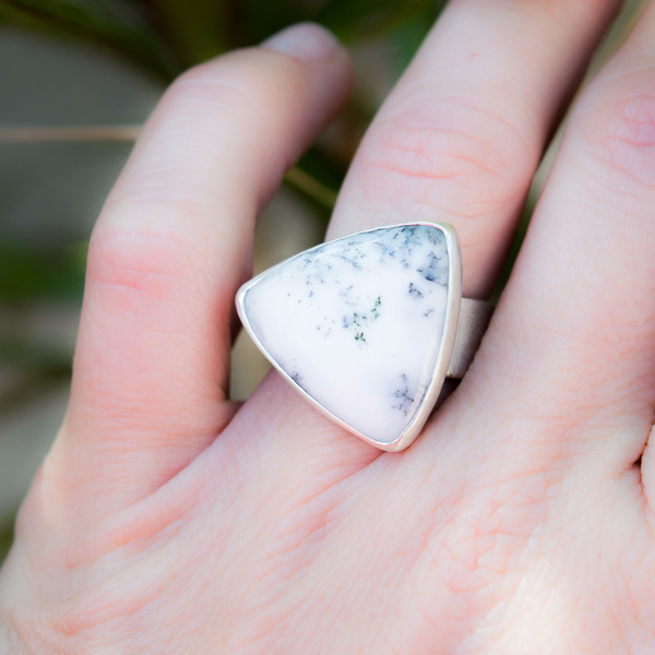 Ασημένιο δαχτυλίδι με Δενδρίτη Αχάτη (Dendritic Agate) - ασήμι, ημιπολύτιμες πέτρες, χειροποίητα, boho, σταθερά - 4