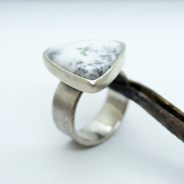 Ασημένιο δαχτυλίδι με Δενδρίτη Αχάτη (Dendritic Agate) - ασήμι, ημιπολύτιμες πέτρες, χειροποίητα, boho, σταθερά - 5