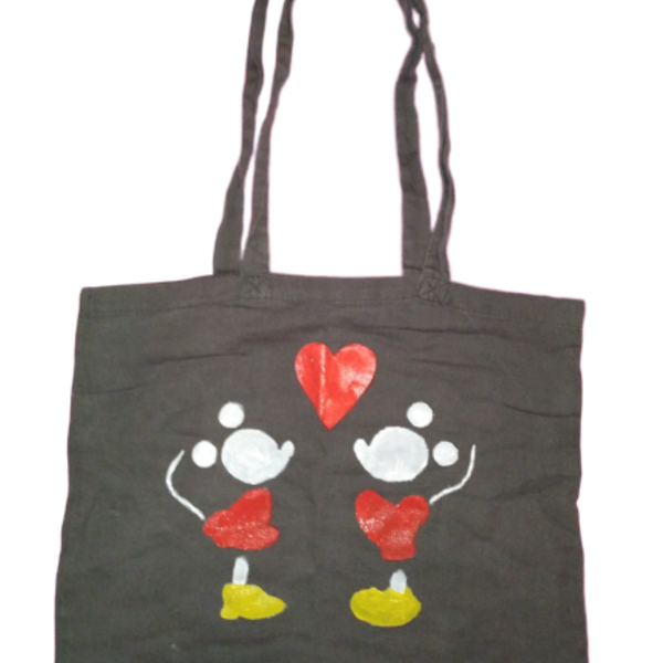 Υφασμάτινη τσάντα με Minnie & Mickey in love - ώμου, μεγάλες, φθηνές
