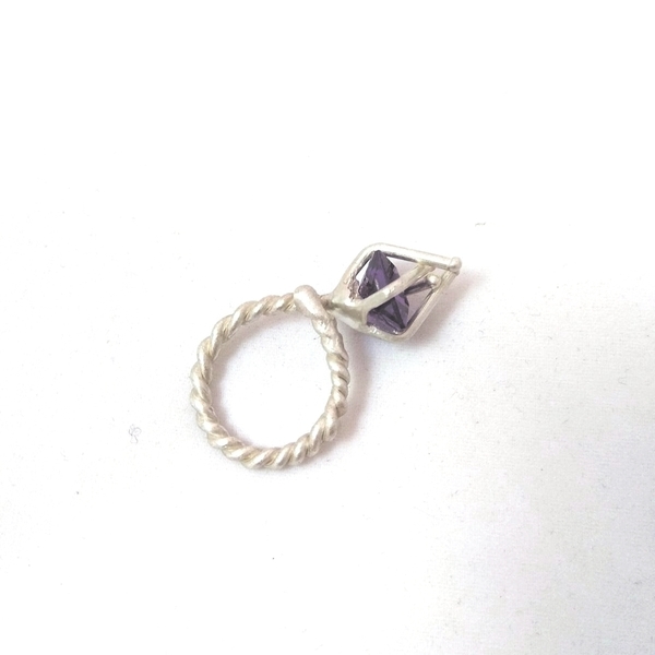 Δαχτυλίδι με μωβ διαμάντι - ασήμι, ημιπολύτιμες πέτρες, αμέθυστος, αυξομειούμενα