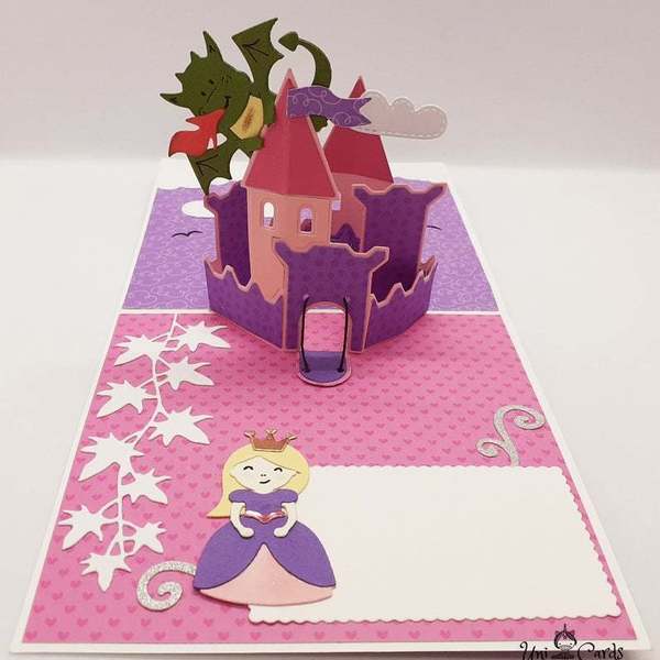 Τρισδιάστατη Ευχετήρια Κάρτα Γενεθλίων - Κάστρο (Πριγκίπισσα) - κορίτσι, πριγκίπισσα, γενέθλια - 2