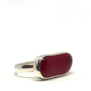 Κόκκινο δαχτυλίδι χειροποίητο με μοναδικό κόκκινο γυαλί, glassart, handmade bezel - ασήμι, γυαλί, χειροποίητα, boho, σταθερά, μεγάλα