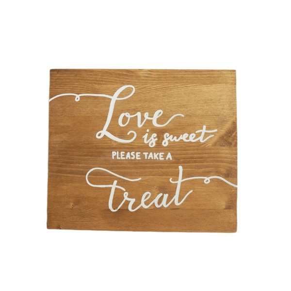 "Love is sweet, please take a treat" - Ξύλινη πινακίδα 30 × 25 εκ.για διακόσμηση candy bar / στολισμός γάμου / βάπτισης - γάμος, γάμου
