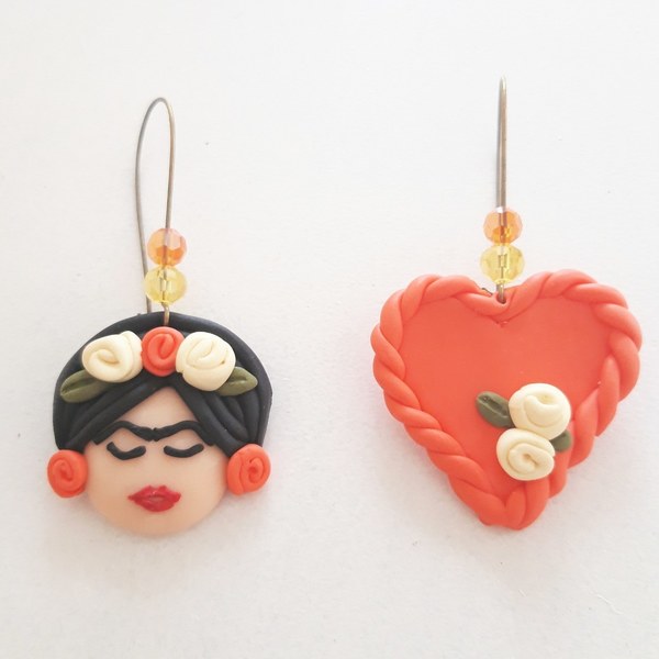Σκουλαρίκια Frida Kahlo - καρδιά