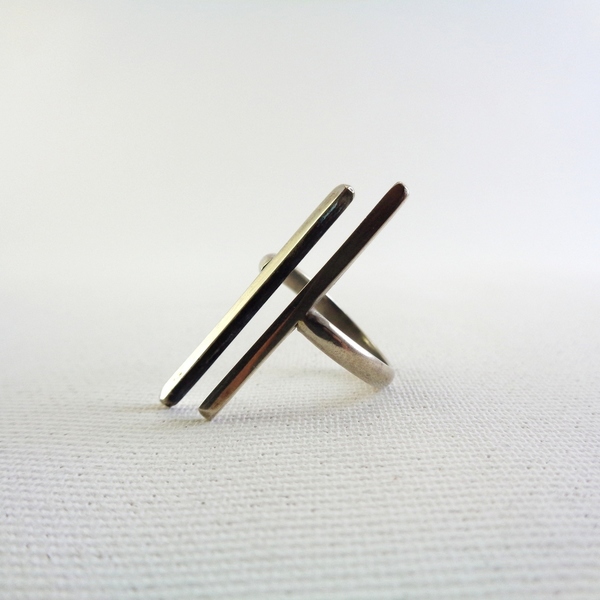 Ασημένιο δαχτυλίδι "bars" - ασήμι, chevalier, γεωμετρικά σχέδια, αυξομειούμενα - 2