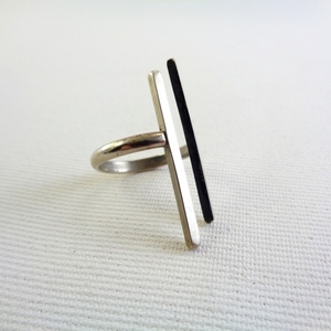 Ασημένιο δαχτυλίδι "bars" - ασήμι, chevalier, γεωμετρικά σχέδια, αυξομειούμενα - 3
