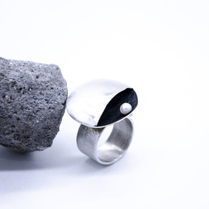 "Shell" Ring, Silver 925, Fresh water pearl - μαργαριτάρι, ασήμι 925, σταθερά, μεγάλα