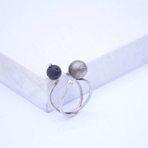 "Bull" Ring, Silver 925, Oxidized Silver 925, Lava Gemstone - ασήμι, ημιπολύτιμες πέτρες, boho, αυξομειούμενα - 3