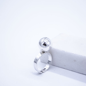 Silver Ring "Ball", Geometric Style Ring, Minimalistic Jewelry - ασήμι, μεγάλα, αυξομειούμενα - 2