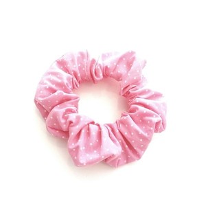 Υφασμάτινο ροζ πουά λαστιχάκι για τα μαλλιά - ύφασμα, χειροποίητα, μοδάτο, λαστιχάκια μαλλιών