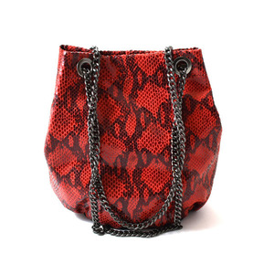 δερμάτινο πουγκί snake skin - δέρμα, animal print, ώμου, πουγκί