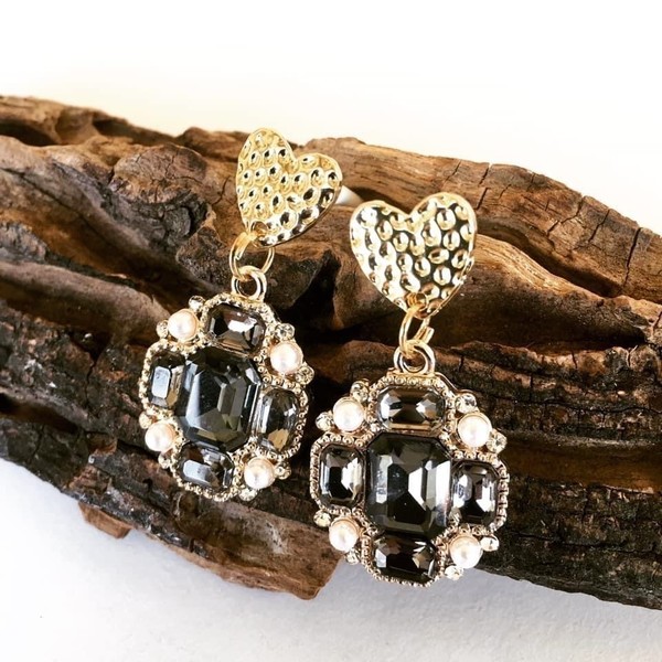 Σκουλαρίκια με κρύσταλλα και πέρλες - Vintage glamorous earrings - πέτρες, κρεμαστά, πέρλες, πολυέλαιοι - 2