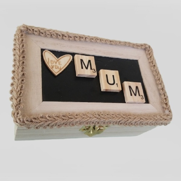 Ξύλινο κουτί "love mum". - οργάνωση & αποθήκευση, μαμά, γιορτή - 4