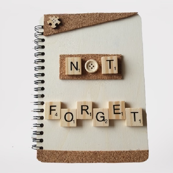 Ξύλινο σημειωματάριο "NOT FORGET" - τετράδια & σημειωματάρια - 3