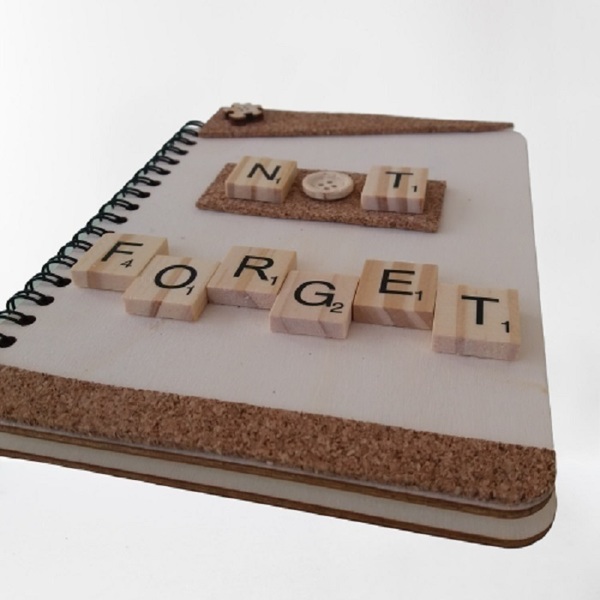 Ξύλινο σημειωματάριο "NOT FORGET" - τετράδια & σημειωματάρια - 2