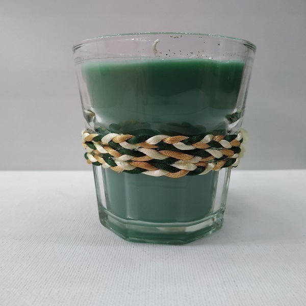 Χειροποίητο αρωματικό κερί Πράσινο γιασεμί σε γυάλινο ποτήρι 8Χ8 εκ - διακόσμηση, αρωματικά κεριά - 2