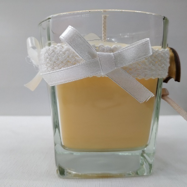 Χειροποίητο αρωματικό κερί Εκρού Ομπρέλα με άρωμα γιασεμί σε γυάλινο ποτήρι 8Χ8εκ - αρωματικά κεριά - 3