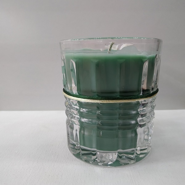 Κερί πράσινο Χειροποίητο Γιασεμί με τριαντάφυλλα σε γυάλινο ποτήρι 8 Χ 9 εκ - αρωματικά κεριά - 3