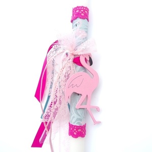 Αρωματική Πασχαλινή Λαμπάδα με Φλαμίνγκο - κορίτσι, λαμπάδες, flamingos, για παιδιά, για εφήβους