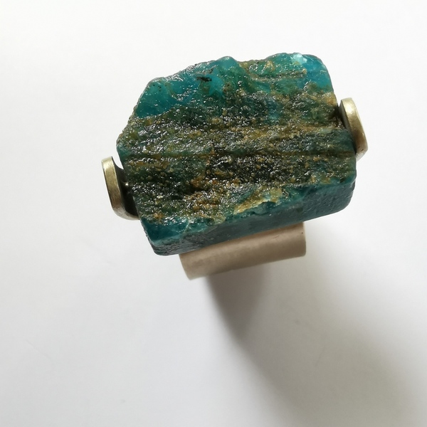 ❤️Δαχτυλίδι με πράσινη πέτρα δεμένη με ματ νεάργυρο/ ring green stone - ημιπολύτιμες πέτρες, αλπακάς, χειροποίητα, εντυπωσιακό, σταθερά - 4