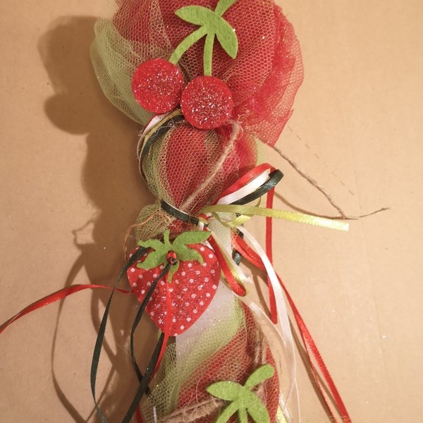 Λαμπάδα με φράουλες και κεράσια ! (34cm) - κορίτσι, λαμπάδες, για παιδιά, για ενήλικες, για εφήβους - 3