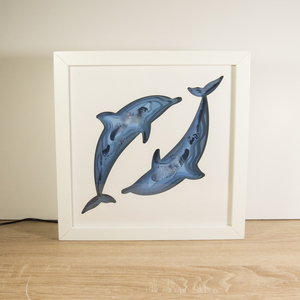 Φωτειζόμενο κάδρο δελφίνια - πίνακες & κάδρα, δώρο, δώρα γενεθλίων