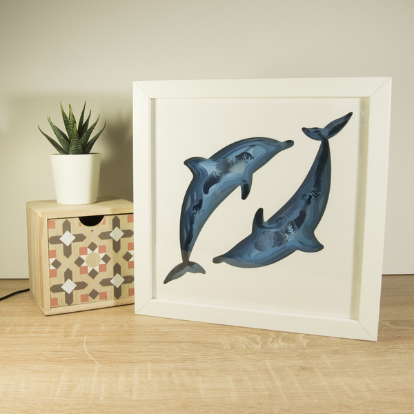 Φωτειζόμενο κάδρο δελφίνια - πίνακες & κάδρα, δώρο, δώρα γενεθλίων - 3