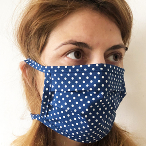 Μάσκα βαμβακερή "μπλε πουά" πολλαπλών χρήσεων - ύφασμα, βαμβάκι, γυναικεία, μάσκα προσώπου, μάσκες προσώπου - 5