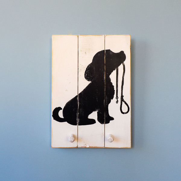 Ξύλινη χειροποίητη κρεμάστρα τοίχου "Σκυλάκι" 2 θέσεων - σκυλάκι, οικολογικό, κρεμάστρες, ζωάκια - 3