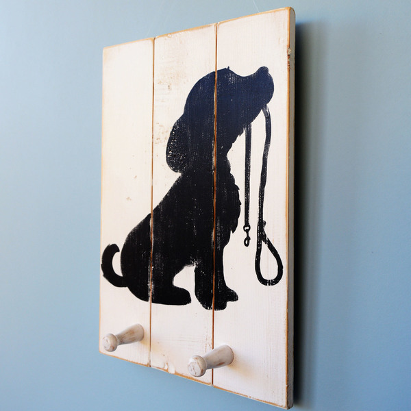 Ξύλινη χειροποίητη κρεμάστρα τοίχου "Σκυλάκι" 2 θέσεων - σκυλάκι, οικολογικό, κρεμάστρες, ζωάκια - 4