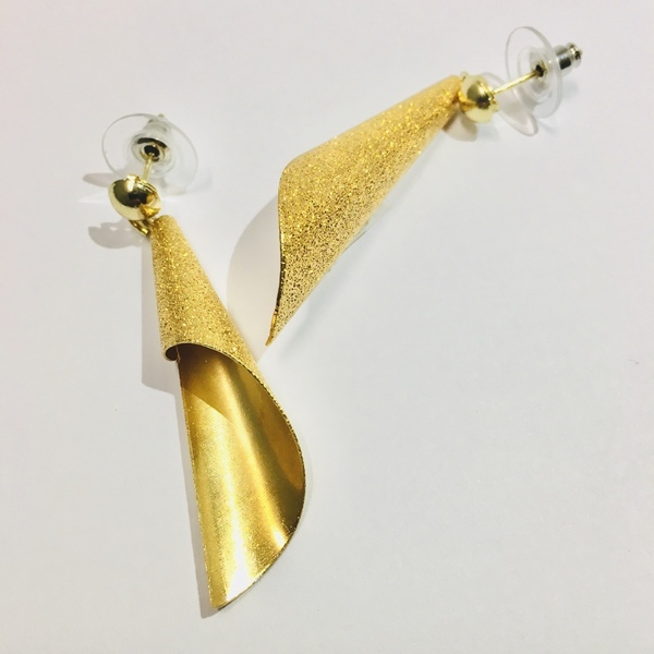 Σκουλαρίκια «Golden Rain” - επιχρυσωμένα, ορείχαλκος, μακριά, καρφωτά, faux bijoux - 5