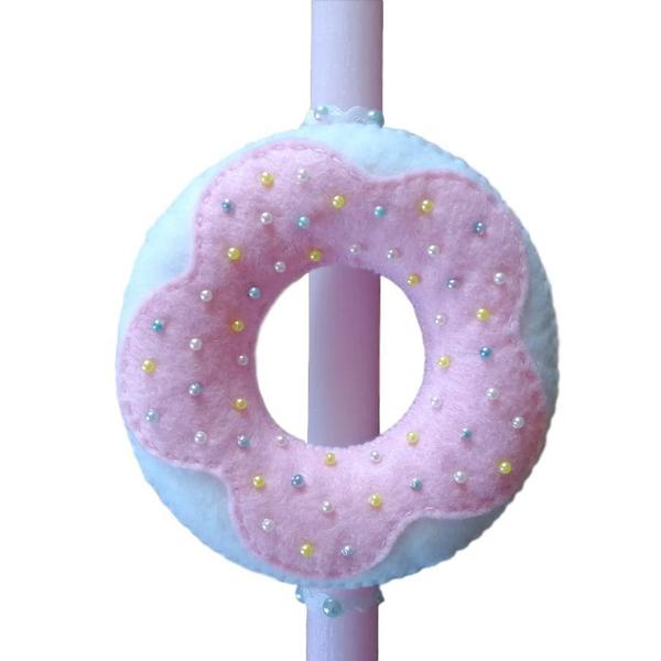 Αρωματική λαμπάδα "Donut" ροζ - κορίτσι, λαμπάδες, λούτρινα, για παιδιά - 2
