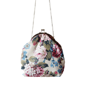 "Avril" Ρομαντική τσάντα με μεταλλικό πλαίσιο - ύφασμα, vintage, clutch, χιαστί, κουμπί, romantic, βραδινές, μικρές, φθηνές