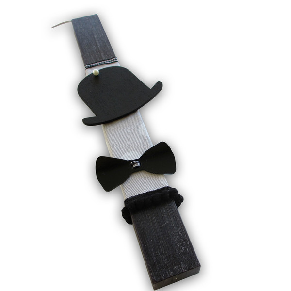 Ανδρική Αρωματική λαμπάδα Mr Perfect πλακέ μαύρη 30cm - ανδρικά, αγόρι, λαμπάδες, παπιγιόν, για ενήλικες