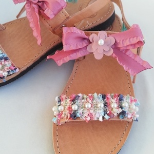 Bow sandals - δέρμα, boho - 3