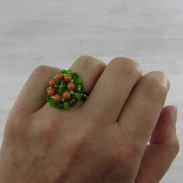 Δαχτυλίδι ροζέτα από χάντρες και πέρλες Swarovski - swarovski, χειροποίητα, χάντρες, σταθερά, φθηνά - 4