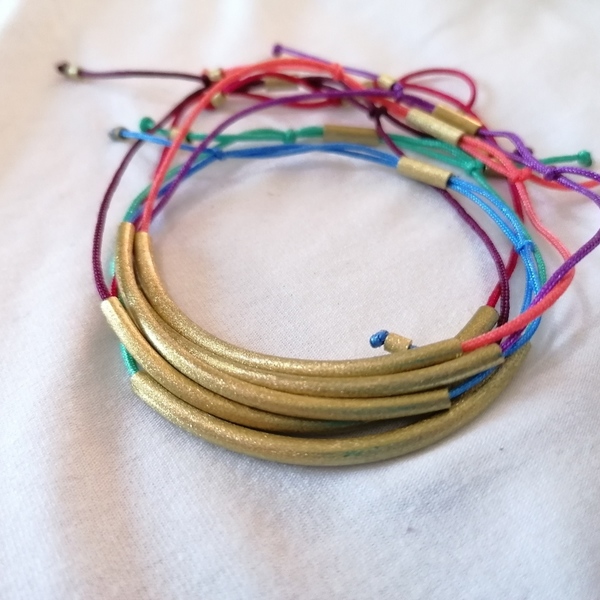 "Tube" adjustable bracelet-Αυξομειούμενο βραχιόλι "σωλήνας" - ορείχαλκος, ταυτότητες, minimal, αυξομειούμενα - 4