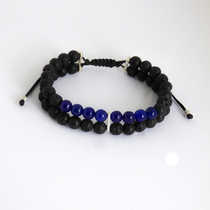 Ανδρικό βραχιόλι 2seiro jade blue & lava - ημιπολύτιμες πέτρες, βραχιόλια, δώρα για άντρες, αντρικά βραχόλια - 3