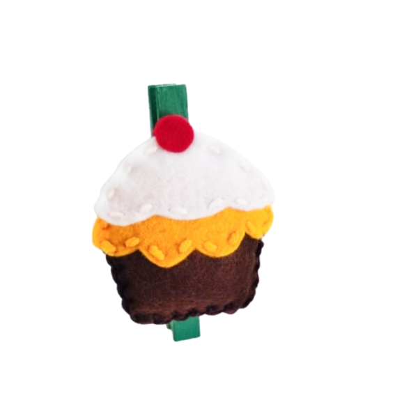 Μαγνητάκι-μανταλάκι cupcake - ξύλο, γενέθλια, μαγνητάκια ψυγείου