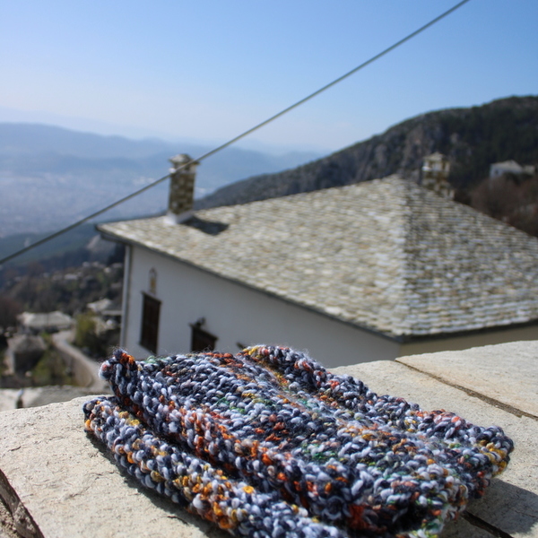 Πλεκτός λαιμός μπλέ εμπριμέ - ανδρικά, ακρυλικό, unisex - 2