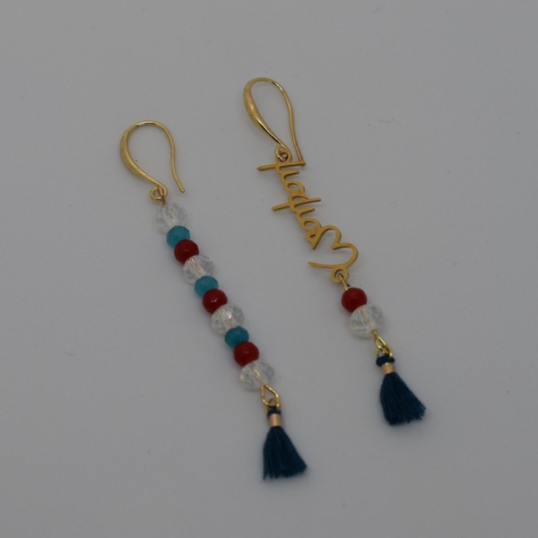 Mama earrings - επιχρυσωμένα, πέτρες, μαμά, κρεμαστά, φθηνά - 2