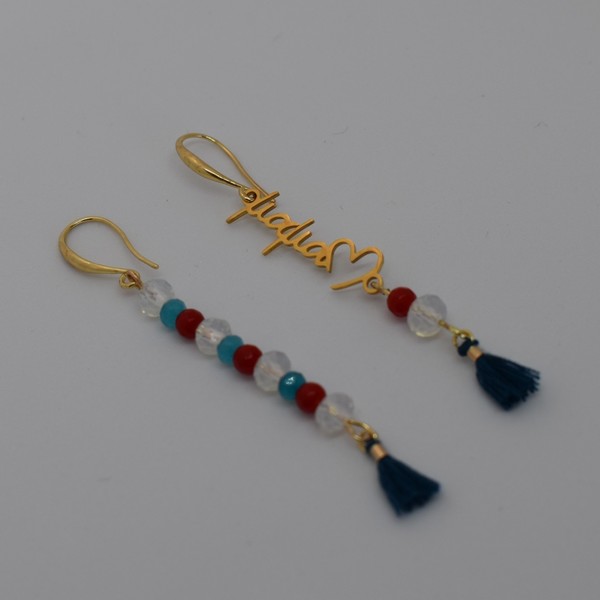 Mama earrings - επιχρυσωμένα, πέτρες, μαμά, κρεμαστά, φθηνά - 3