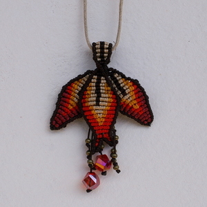 Lilium – macrame necklace - μακραμέ, λουλούδι - 2