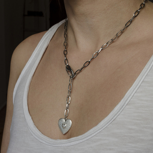 Laryat necklace - επάργυρα, κοντά, ατσάλι - 3