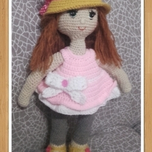Χειροποίητη πλεκτή κούκλα με φόρεμα amigurumi - δώρο, κουκλίτσα, δώρα γενεθλίων, amigurumi - 3