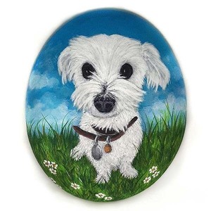 Διακοσμητική πέτρα σκυλάκι, ζωγραφισμένο στο χέρι - πέτρα, δώρο, διακόσμηση, σκυλάκι, διακοσμητικές πέτρες