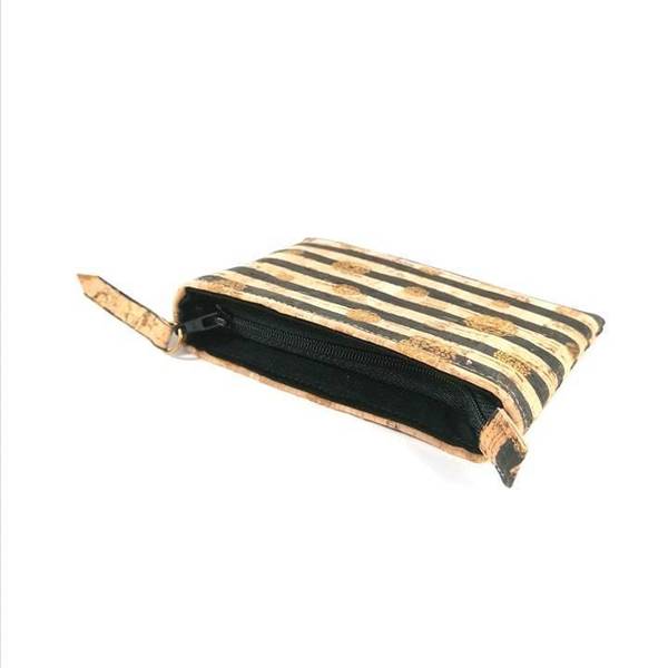 Πορτοφολάκι Φελλός "Mini Black Stripe" - πορτοφολάκι, χειρός, για παιδιά, πορτοφόλια κερμάτων, φθηνές - 2